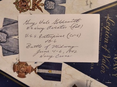 WWII Midway Pilot ENS. GEORGE H. GOLDSMITH VB-6 USS Enterprise (CV-6) Signed 3x5