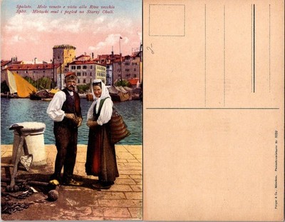 Spalato Split Molo Veneto Riva Vecchia Vintage Postcard Unposted Harbor Scene