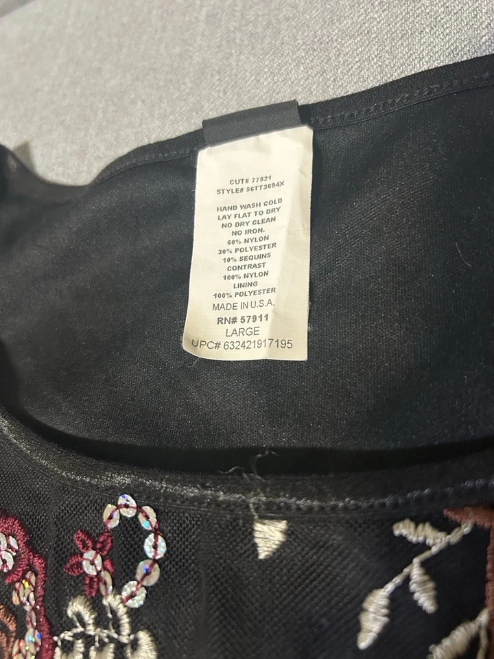 Top de malla de lentejuelas florales negro caprichoso Y2K para mujer Fairy Grunge pequeño Foto 3 de 4