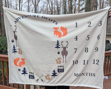 HB Baby Milestone Blanket Adventure Awaits Woodland Creatures Nature Months