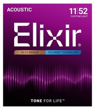 Elixir 80/20 Bronze Polyweb Custom Light Acoustic Strings 11/52