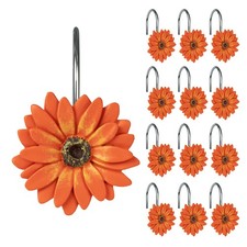 12 PCS Orange Daisy Shower Curtain Hooks Home Decorative Resin Bathroom Hanger
