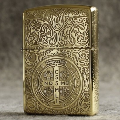 Zippo Constantine Feuerzeug Armor Asia Custom / Full Sides Engraving Cross Ed...