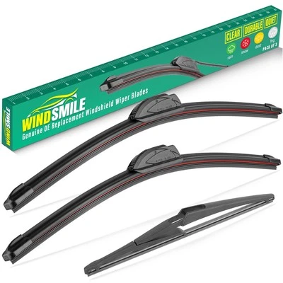 WINDSMILE Nissan Rogue 2014-2023 Wiper Blades Set 26" 17" 12" OEM Quality Pack of 3