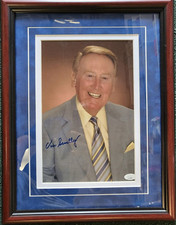 VIN SCULLY DODGERS SIGNED AUTOGRAPHED 8X10 PHOTO MATTED FRAMED JSA COA RARE