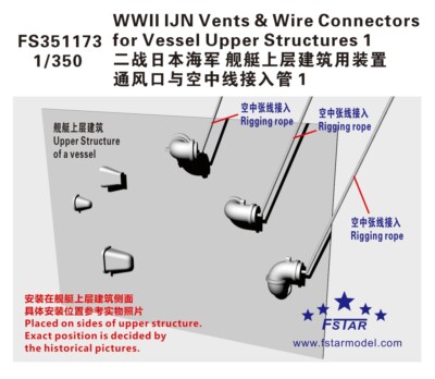 Five Star Model (351173) 1:350 IJN Vents and Wire Connectors for Vessel Upper