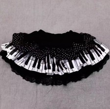 Kukeita Harajuku Y2k Punk Piano Key Wave Dot Lace Skirt JPN Gothic Lolita