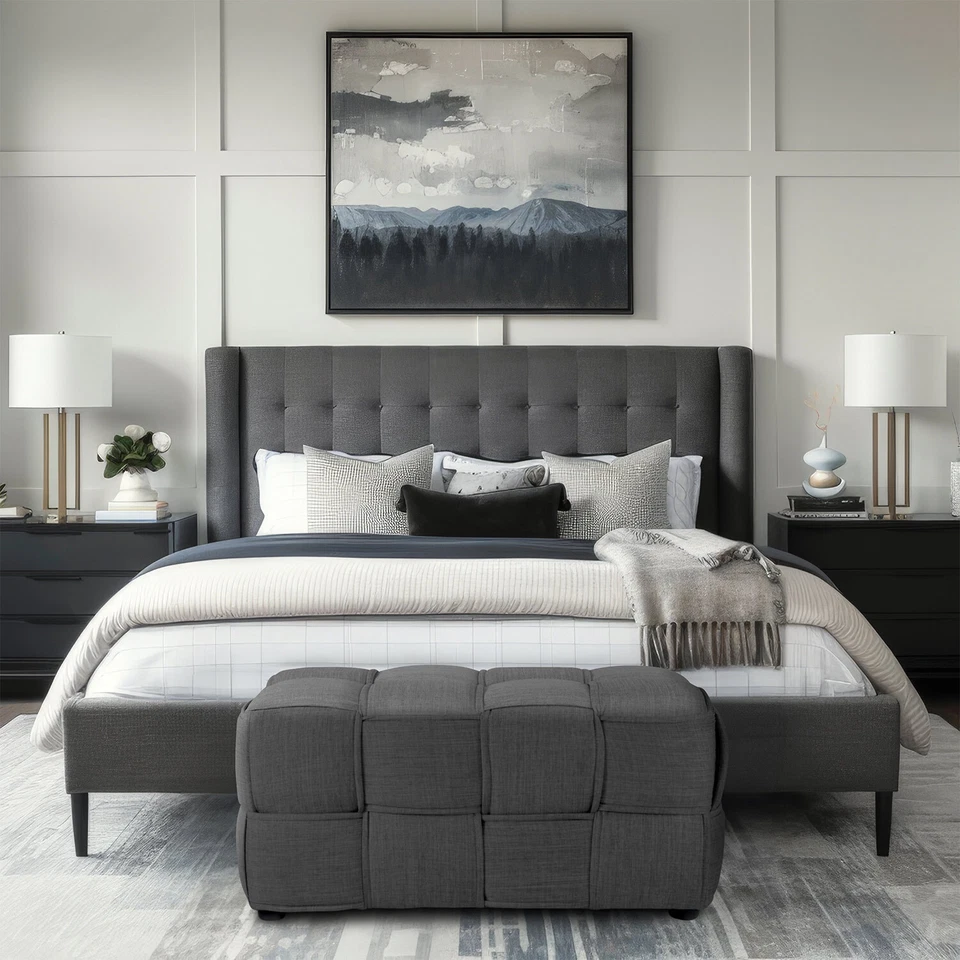 Hocker Sitzhocker Sitzbank Sitzwürfel Pouf Fußhocker Sitztruhe Grau Homestyle4u - Bild 2 von 4