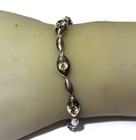 925 Sterling Silver Peridot gemstone charm bracelet 9.9g 7.25" ladies — photo 5