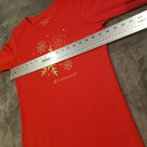 American Girl Snowflakes Holiday Christmas Top Large 14/16 Embroidered Red Tee - Picture 8 of 8