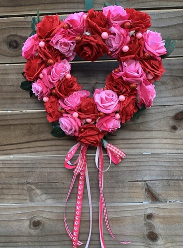 Mother’s Day Rose Floral Heart Shaped Wreath Home Decor Gift Spring