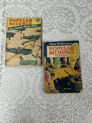 Lot of 2 Popular Science and Mechanics Magazines 1940 s Vintage