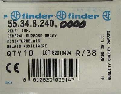 FINDER 55.34.8.240.0000 5 Amp 240 VAC Relay 55 34 8 240 0000 *PRICE PER EACH*