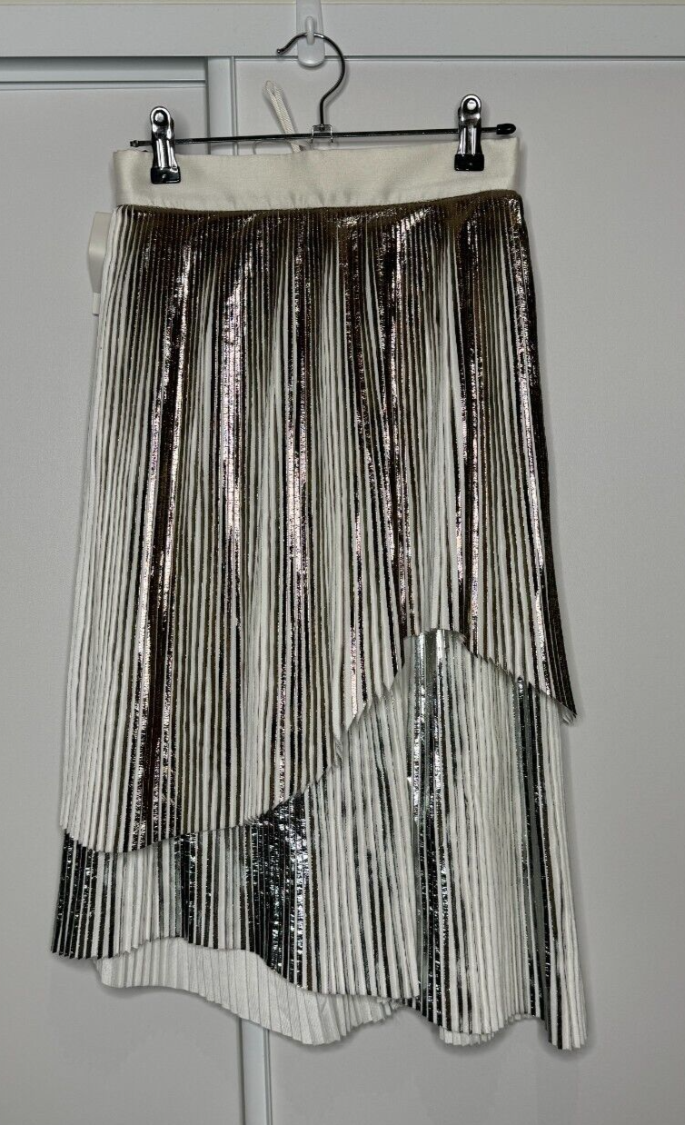 Johnny Womens Midi Skirt Multi Foil Pleat Wave Size AUS 8 US 4 BNWT