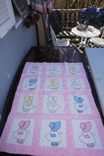 Vintage Sunbonnet Sue 1930's Pink Crib Quilt