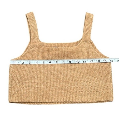 Everlane Tank Top Woman’s Size Large Cozy Knit Stretch Tan Cropped NEW - Picture 6 of 12