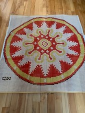 Pingouin 70's Latch Hook Canvas Only Round Rug Wall Hanging 37"