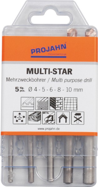 Projahn Multi-Star Mehrzweckbohrer-Set 5-Tlg. Zylinderschaft 4-10 Mm Holz Metall-image