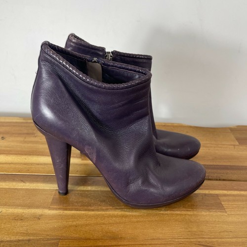 plum leather ankle boots