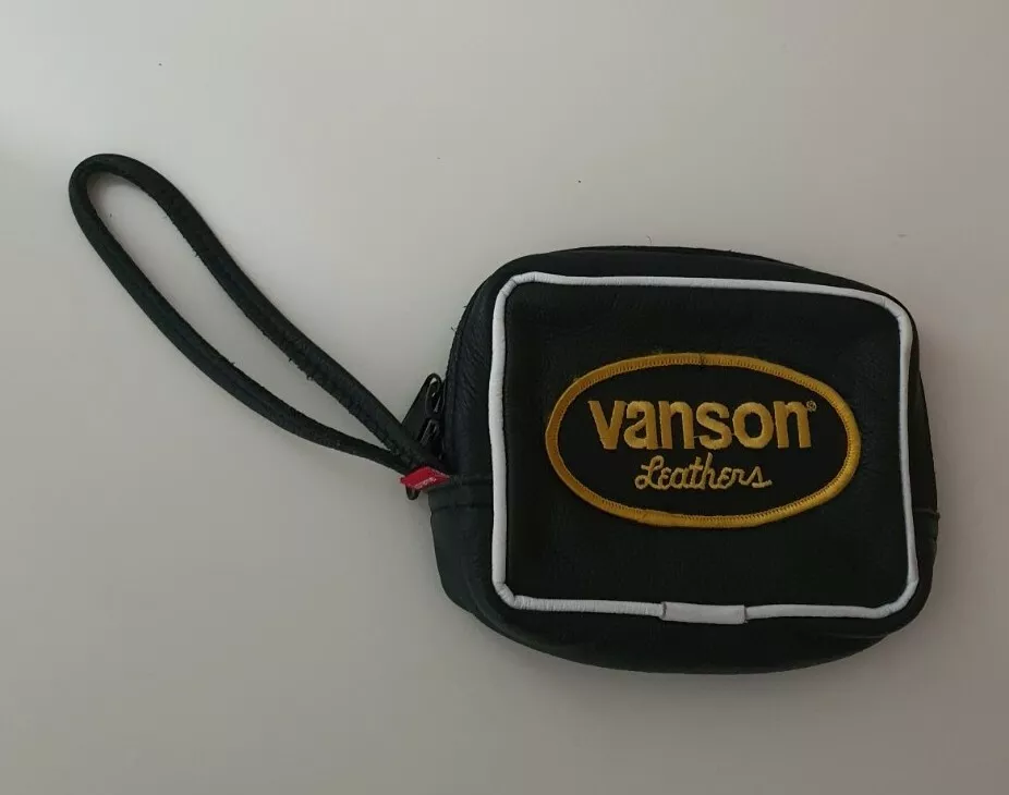 SS17 Supreme x Vanson sac à poignet en cuir noir sac portefeuille