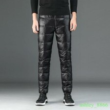 Mens Winter Warm Cotton Down Pants Outdoor Casual Puffer Snow Trousers 160-190