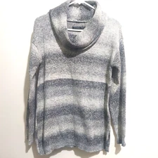 Ivanka Trump Womens Medium Sweater Pullover Knit Cowl Turtleneck Striped Knit