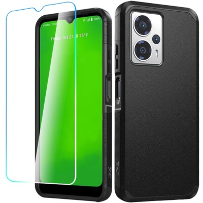 For Cricket Outlast 5G/AT&T Motivate Pro 5G Case Shockproof + Tempered Glass