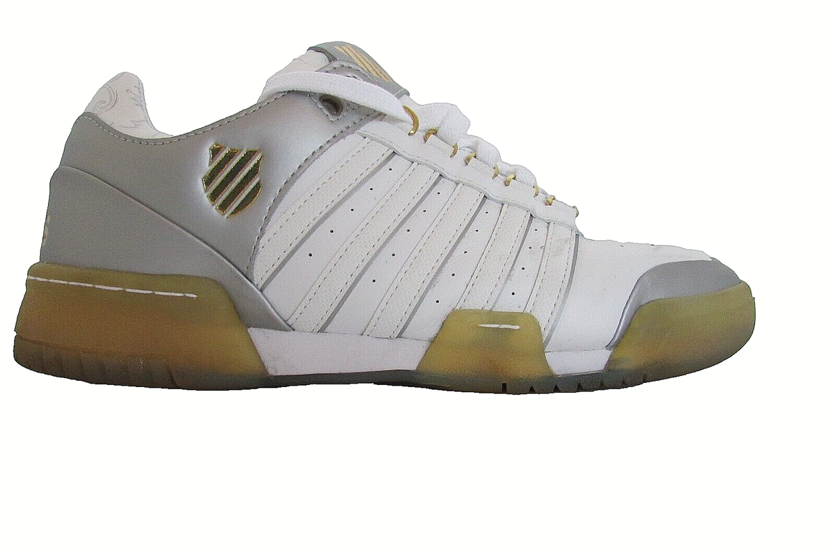 K Swiss GSTAAD Big Logo White Leather GOLD Tennis Shoes  display picture 1