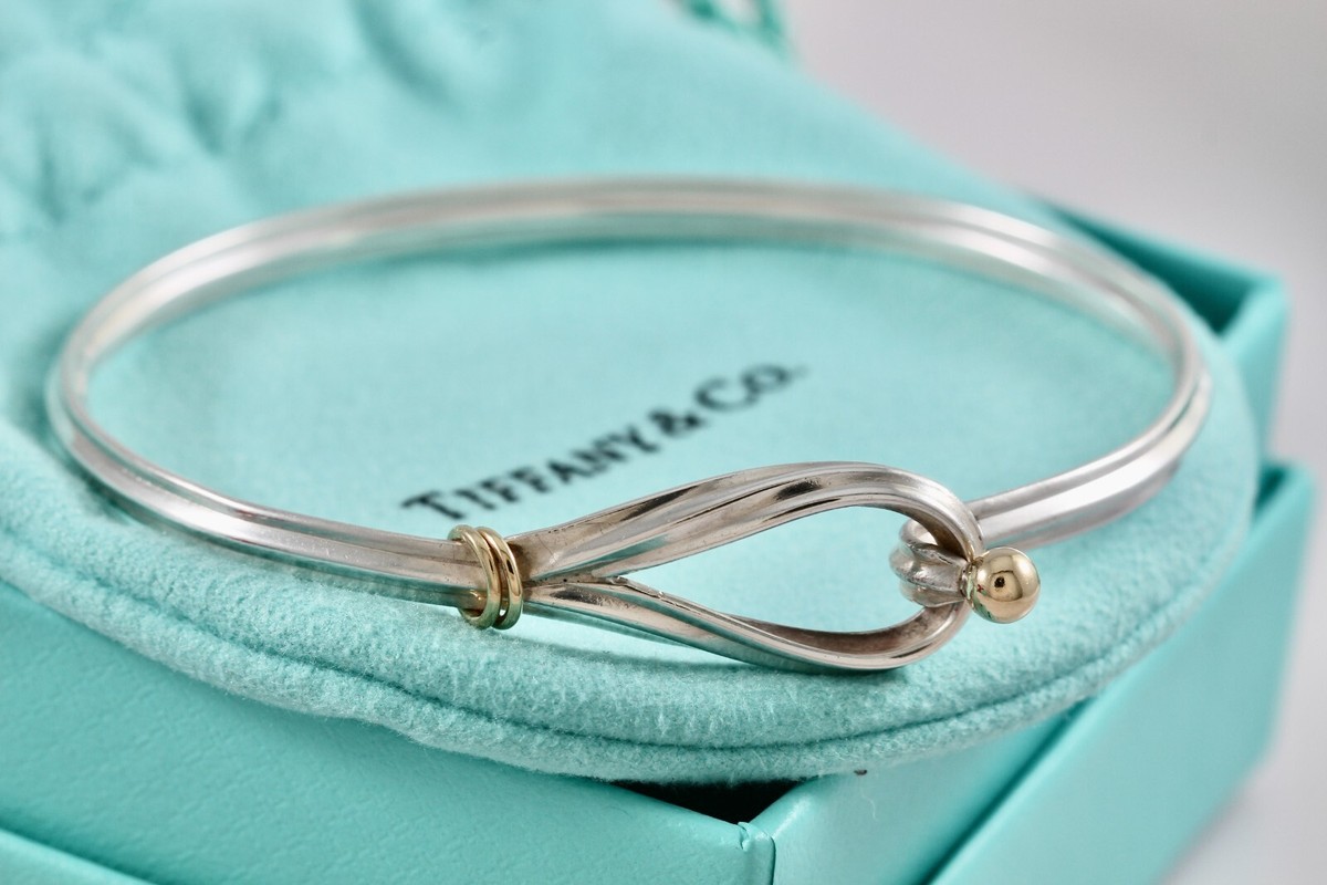 Tiffany & Co. 18K Gold & Silver Large Single Loop Love Knot Hook