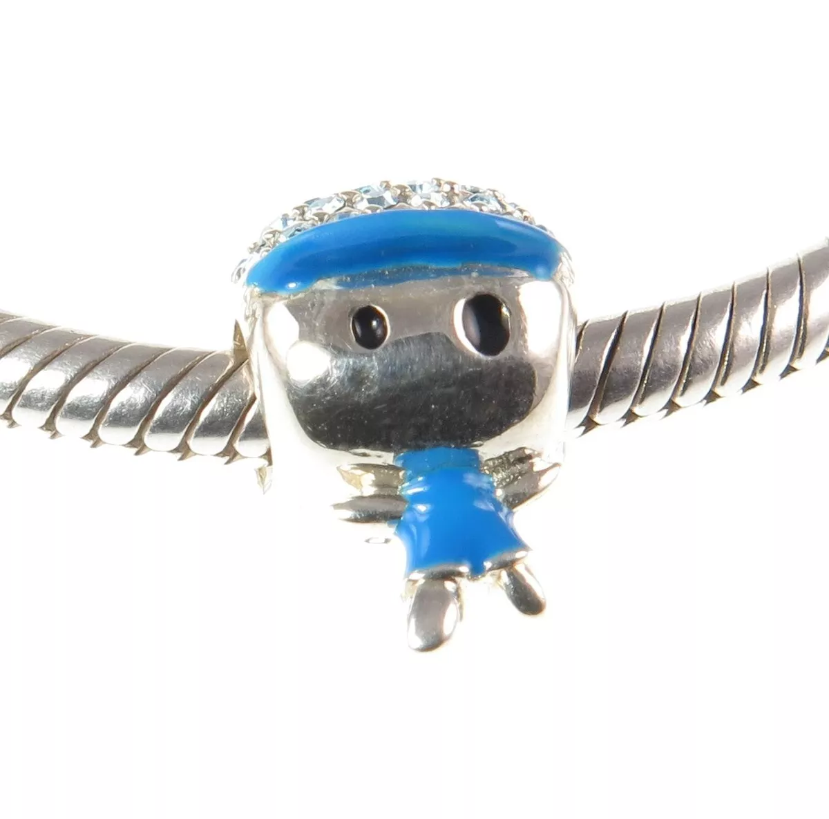 Chamilia 925 silver crystal BLUE BABY BOY charm bead new baby