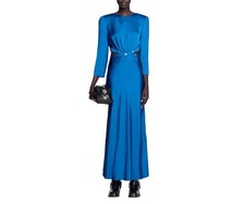 Sandro Eleganzia Cutout Satin Finish Maxi Dress size 42 Bleu Electrique 307178