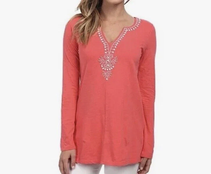 Lilly Pulitzer Women’s Size Medium Eliana Embroidered Tunic Top Long Sleeve Knit - Image 2 of 4