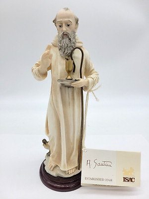 A. Santini Patron Saint Benedict Bird Figurine Alabaster Signed Made in Italy 8''