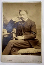 Antique Cabinet Card Photo Victorian Handsome Man Mustache Alman New York NY