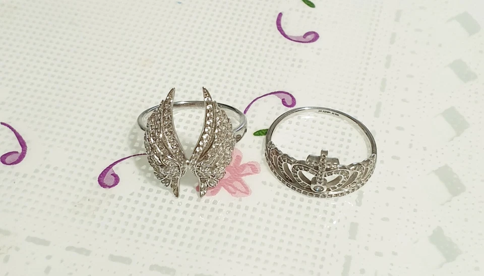 Splendida Coppia di Anelli Originali Amen In Argento 925 e pave' di zirconi - Immagine 2 di 4