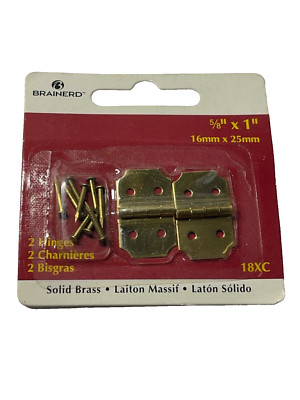 Brainerd 1 Pkg Small Hinges 18XC Vintage Solid Brass 5/8'' x 1''