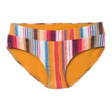 PRANA Women's Presolana Bikini Bottoms Small Gold Baja Stripe Hipster Swim NWT