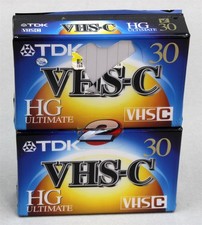 TDK VHS-C HG Ultimate 30 Video Cassettes Factory Sealed New NIB 2 Pack