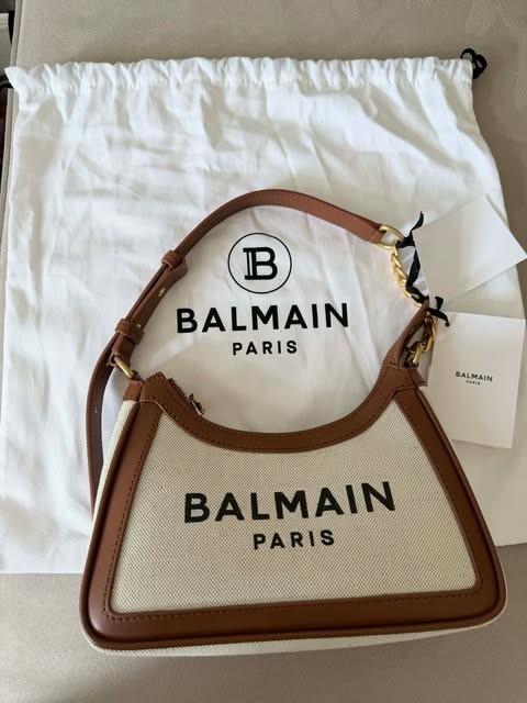 AUTHENTIC Balmain Paris B-Army Shoulder Bag Canvas Leather ONE
