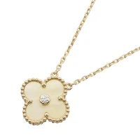 Van Cleef & Arpels Vintage Alhambra Necklace 18KYG Gold Yellow MOP Diamond Used