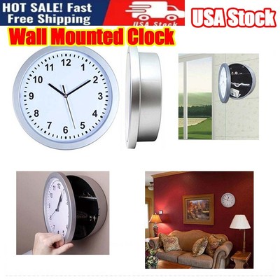 Wall Clock with Hidden Safe,10 in Metal Secret Safe Wall Clock with Hidden Part