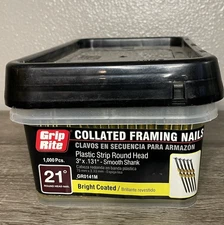 GripRite GR0141M Framing Nails 1000 3"x.131" Plastic Strip Collated Smooth Shank