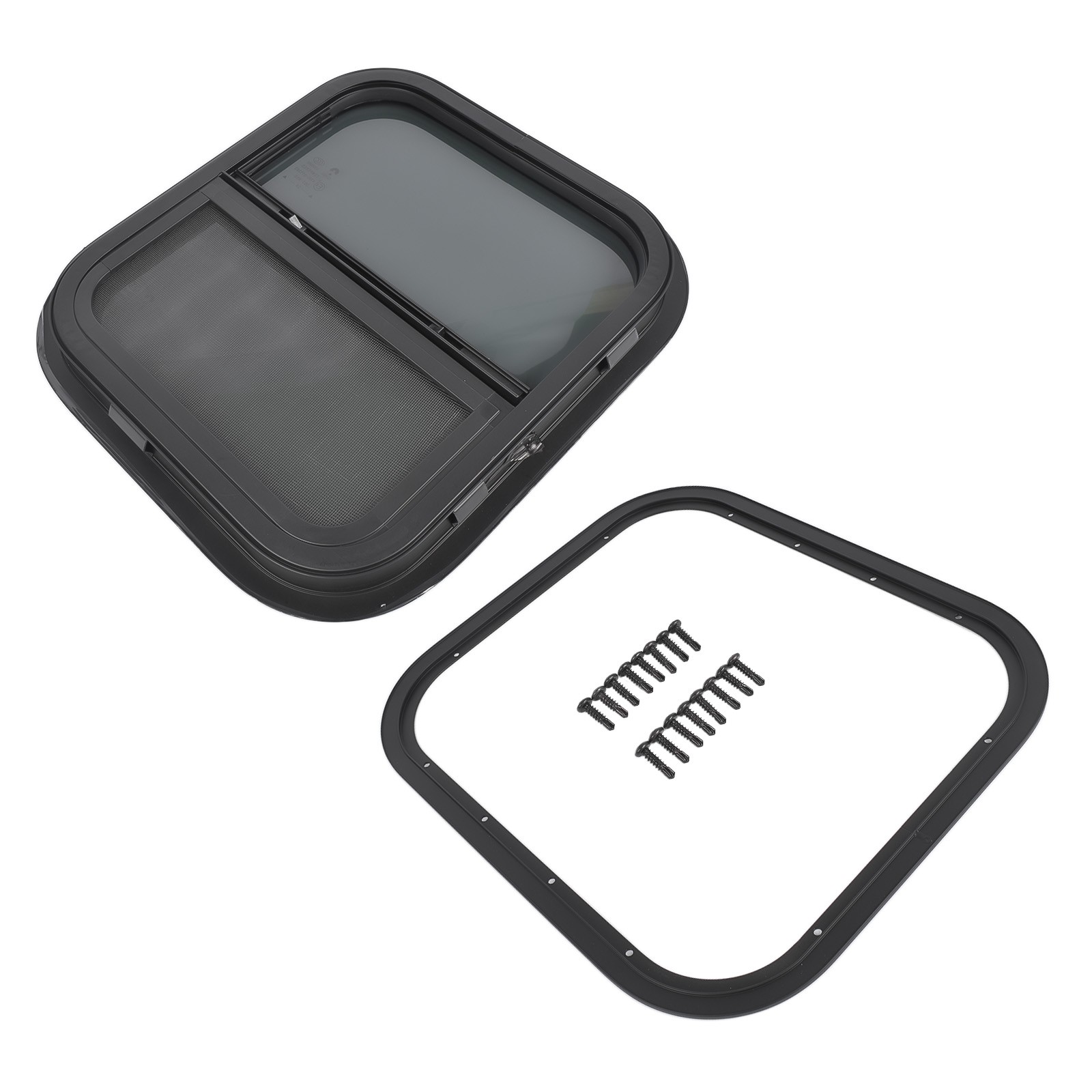 New Vertical RV Window 14" W x 16" H Tinted Sliding + Net Screen and Trim Ring