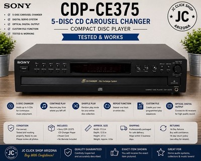 Sony 5-Disc CD Carousel Changer Player CDP-CE375 w/ No Remote Tested & Works