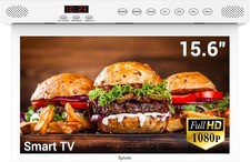 Kitchen TV 15.6 inch Under Cabinet Smart WiFi Bluetooth 1080P White SYLVOX Store