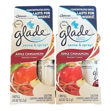2x Glade Sense & Spray Automatic Freshener Concentrated Refill Apple Cinnamon