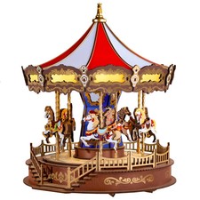 Robotime Classic Carousel Music Boxes 3D Wooden Puzzle Moveable Design Xmas Gift