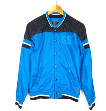 G-STAR OMEGA VEST Giubbotto Bomber Uomo Varsity Taglia S Blu Bottone a Righe