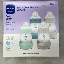 MAM 4 Pack 5oz Anti-Colic Baby Bottles Slow Flow BPA- 0 Months - Brand New