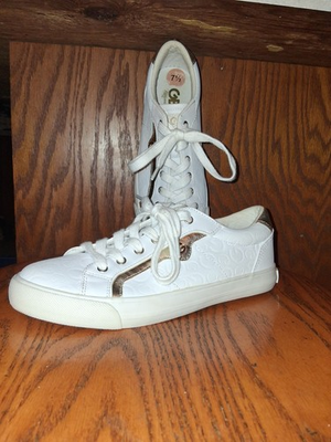 #ad GBG Los Angeles Sneakers In White and Gold Womens Size 7.5 New Without Box $21.00